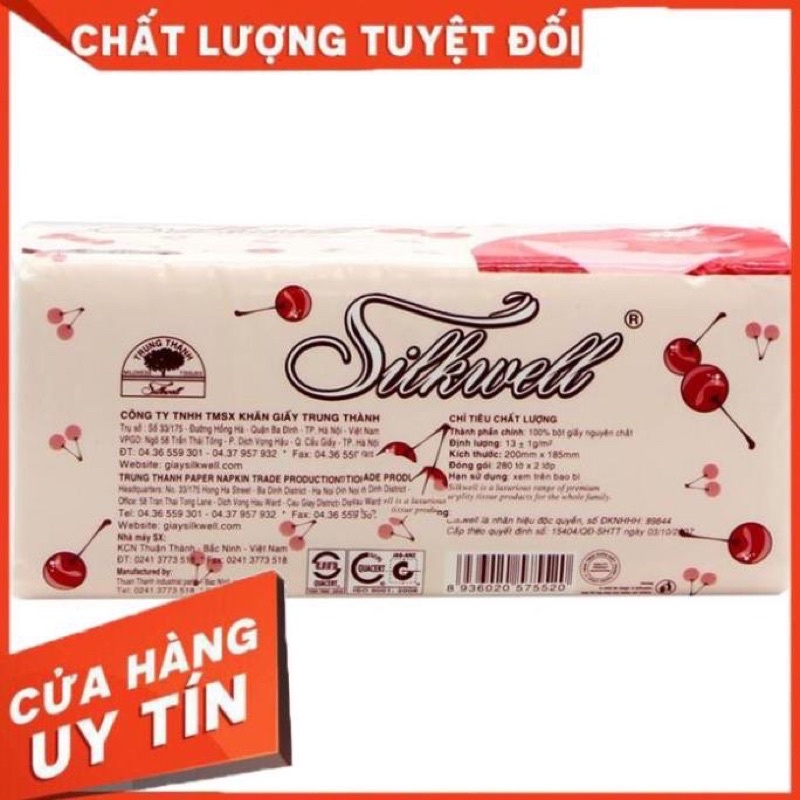 Giấy ăn rút Silkwell đỏ 280 tờ siêu mịn