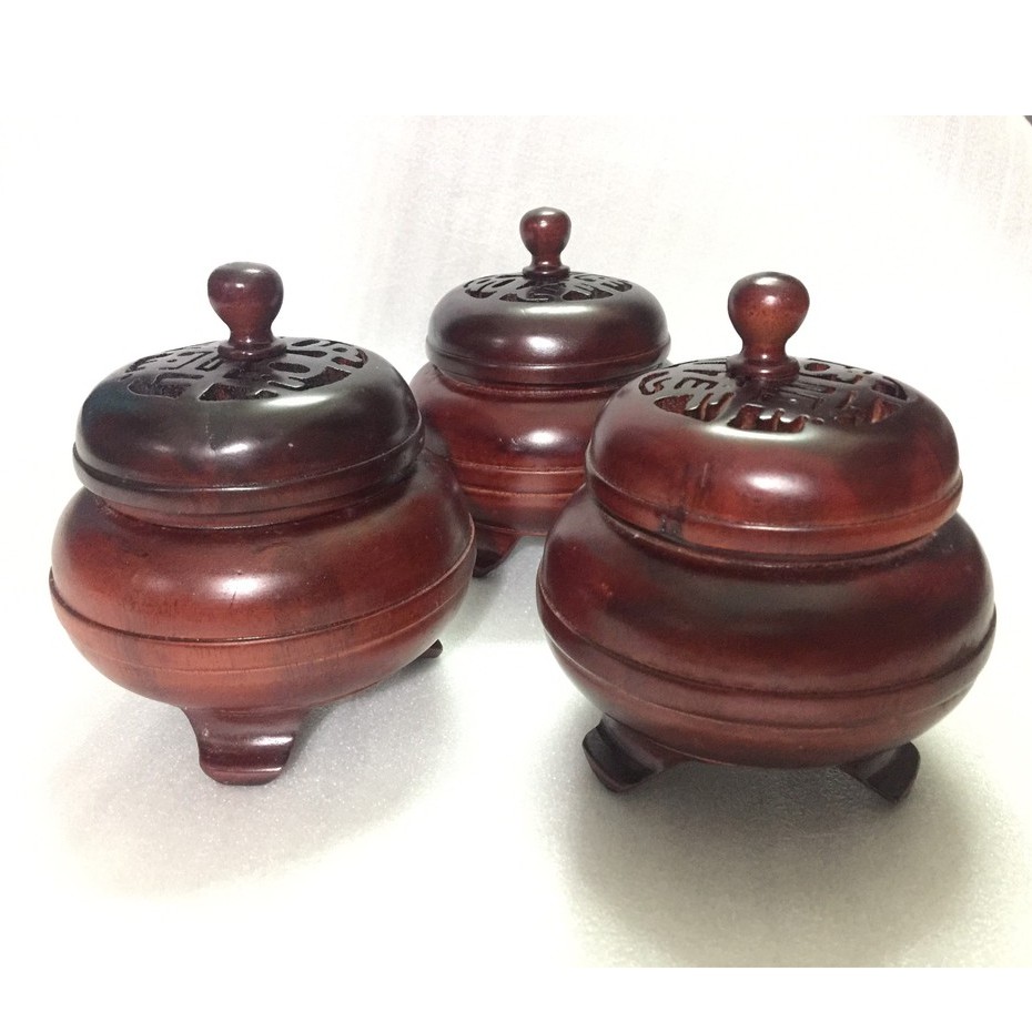 Lư Xông Đốt Trầm, Nhang Viên Gỗ Hương Cao 13cm (Ảnh Thật) (Phật Giáo - Ba Huê)