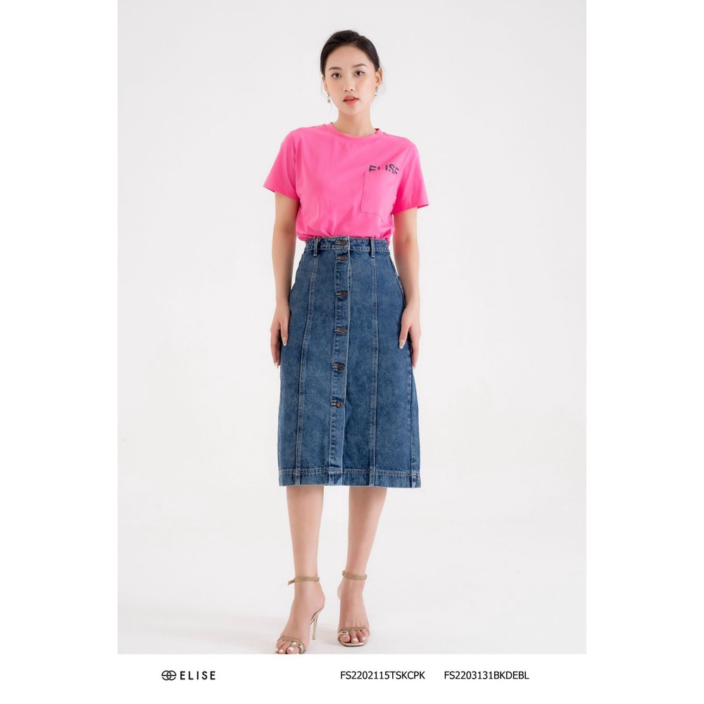 Chân váy jeans xanh cúc trước thiết kế Elise FS2203131BKDEBL
