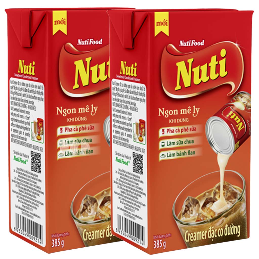 2 Hộp Sữa Đặc Có Đường Nuti Hộp Đỏ 380g Creamer Dùng Làm Bánh,Pha Cà Phê