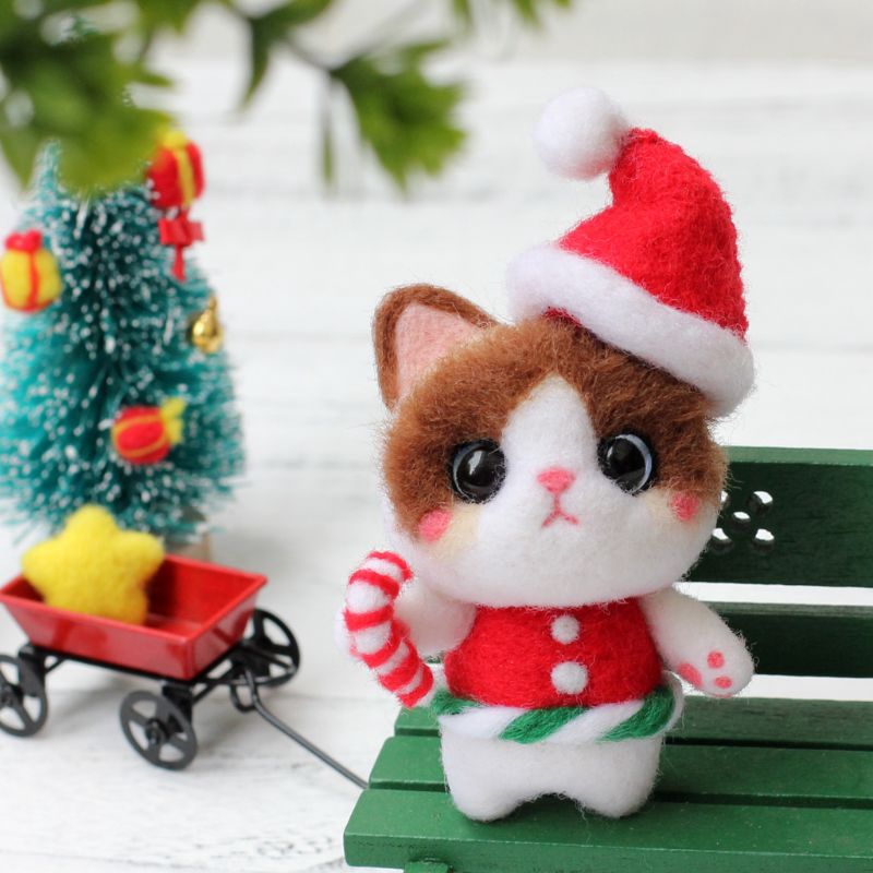 Bộ Dụng Cụ Làm Đồ Thủ Công Hình Mèo Giáng Sinh Bằng Vải Nỉ