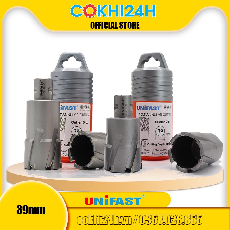 Mũi khoan từ rút lõi phi 39mm Unifast HSS 39x25 / TCT 39x35 / TCT 39x50