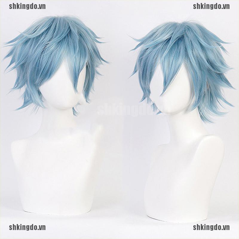 Tóc giả ngắn màu xanh dùng cosplay Shigaraki Tomura