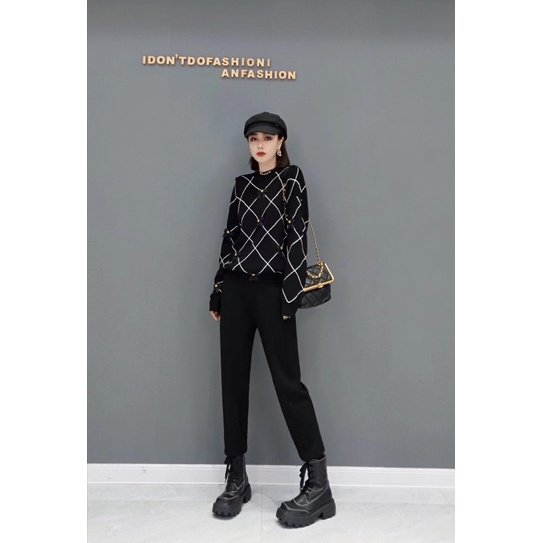 Set trang phục nữ gồm áo len và quần len dài thời trang thương hiệu Gucci GG/GC cao cấp