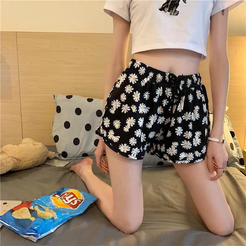 SET QUẦN BẠN THÂN ỐNG RỘNG LƯNG CAO HỌA TIẾT HOA CÚC - QUẦN ĐÙI DAISY - QUẦN LỬNG HOA NHÍ HOT