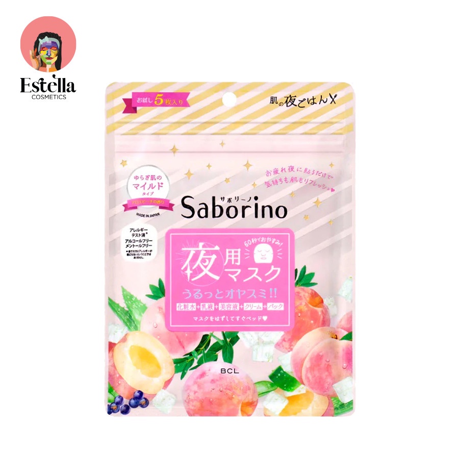 Mặt nạ dưỡng da chuyên sâu  Saborino ban đêm hương đào - SABORINO GOOD NIGHT SHEET MASK MOISTURE MILD