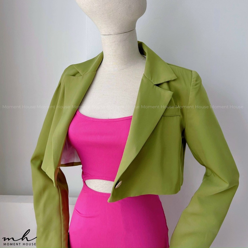 Blazer khoác lửng trendy, hàng thiết kế may 2 lớp có đệm cầu vai, che bắp tay cực tốt, dễ phối đồ, freesize dưới 54kg