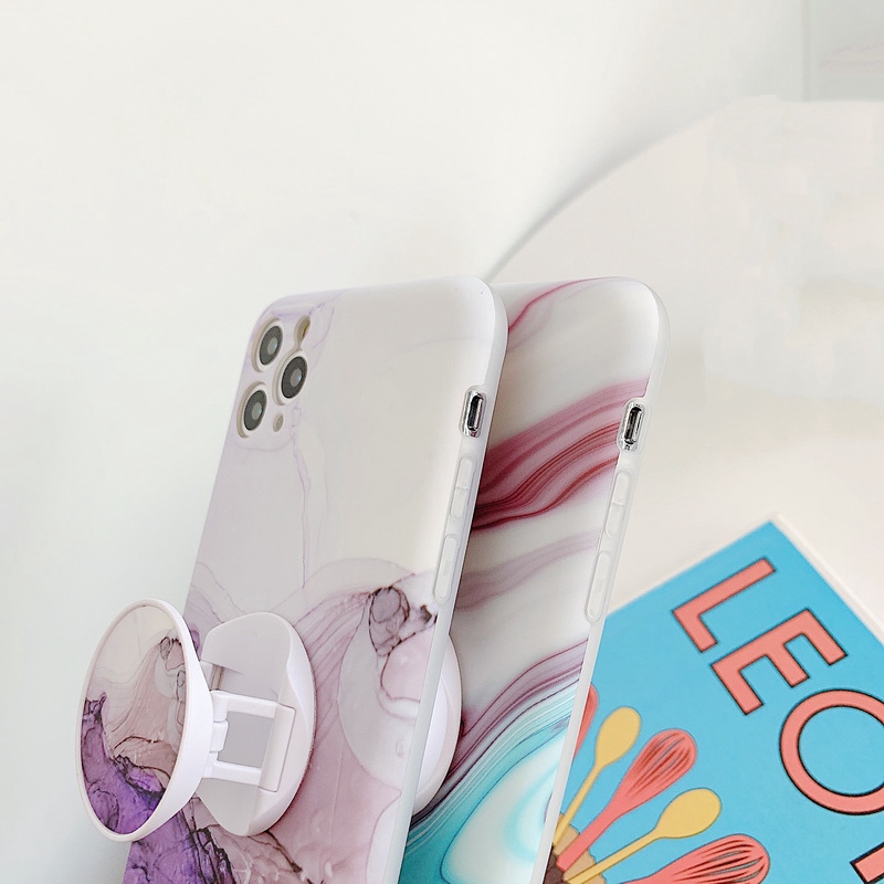 Ốp Điện Thoại Dẻo Họa Tiết Vân Đá Nhiều Màu Kèm Giá Đỡ Nhẫn Cho iPhone 14 13 12 11 Pro MAX XS MAX XR X 8 7 Plus