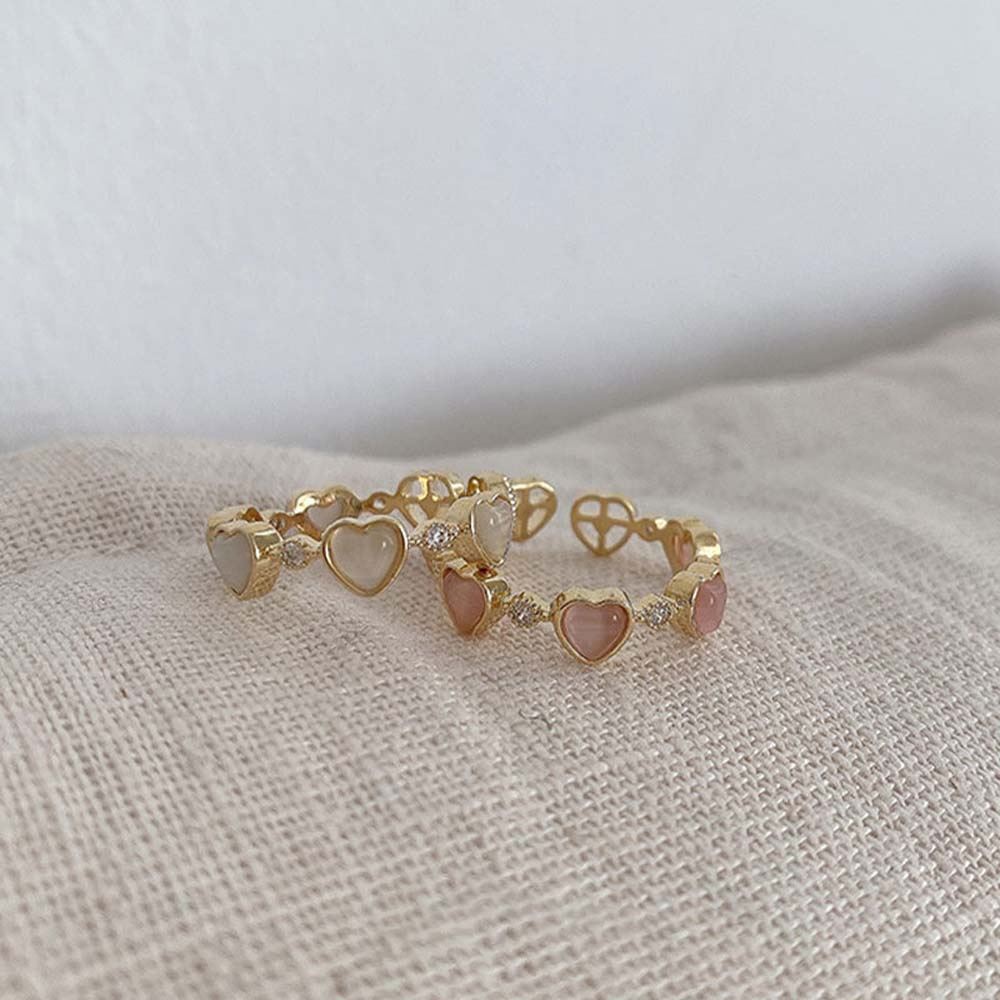 Nhẫn hở đính đá Zircon hình trái tim phong cách Hàn Quốc đơn giản xinh xắn cho nữ