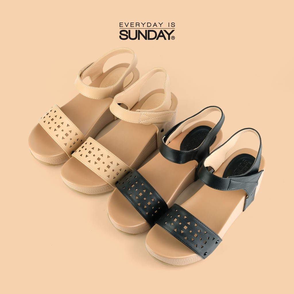 [Mã FASHIONMALLT4 giảm 15% đơn 150k] Giày Sandal Đế Xuồng Quai Ngang Laser ngang SUNDAY SD37