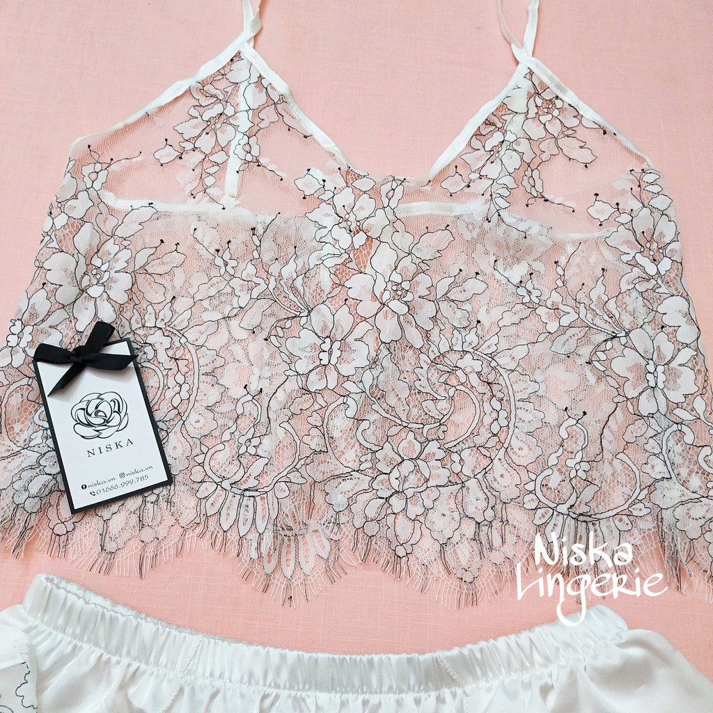 Bộ ngủ ren phối satin - Mã B105