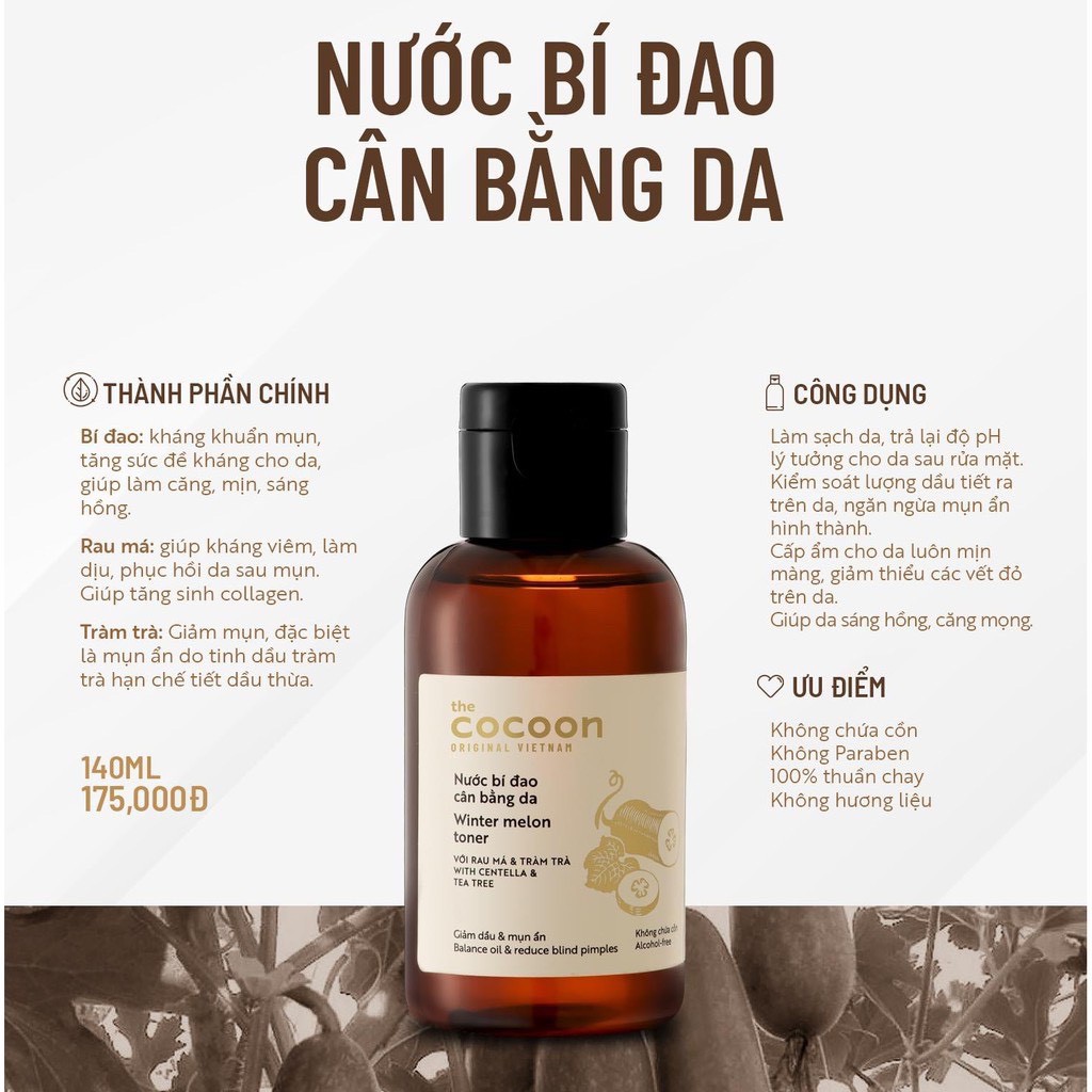 Toner bí đao Cocoon - Nước cân bằng bí đao Cocoon 140 ml