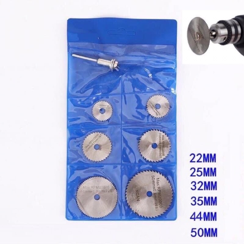 Lưỡi cưa mini, Bộ 6 lưỡi cưa mini 22-50mm thép gió HSS 2 màu trắng