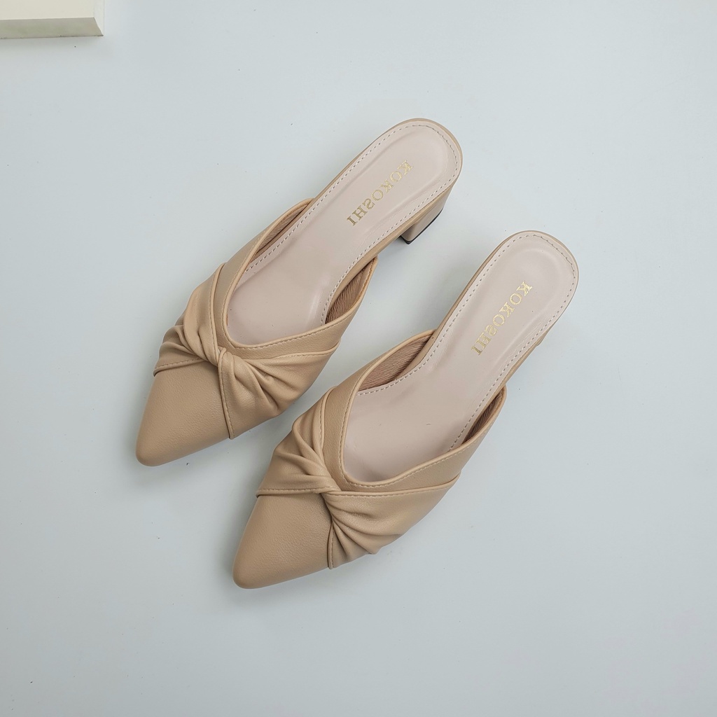 Giày sục nữ cao gót mũi nhọn HT.NeO gót vuông cao 5 phân da mềm phong cách thời trang công sở - 4423