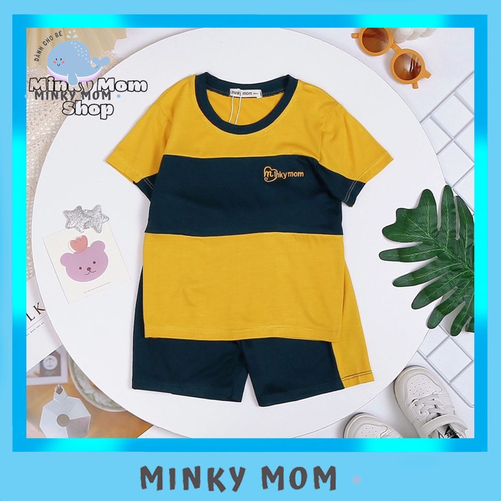 Bộ Cộc  Tay Minky Mom Chính Hãng Bé Trai Bé Gái Thun Lạnh Thêu  Cho Bé (8-28kg) MS008