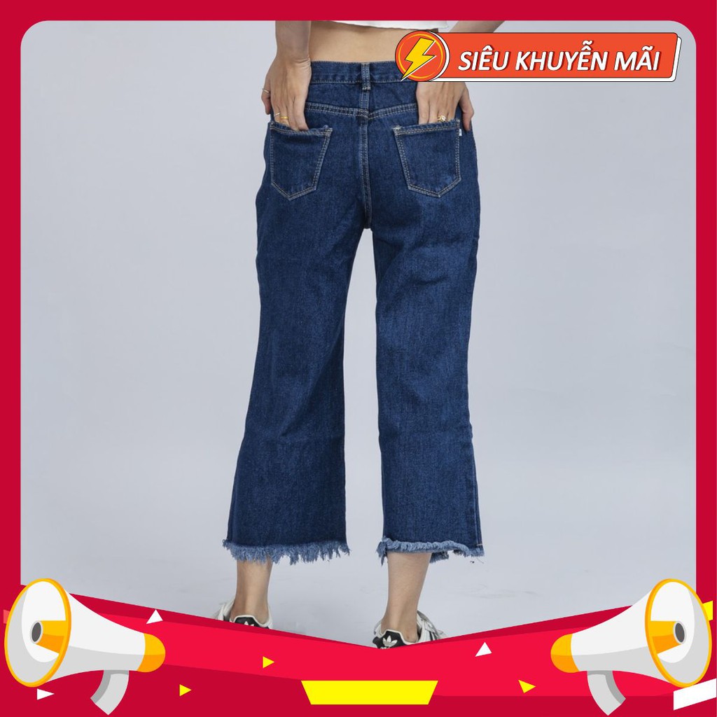 Quần Jean Nữ Ống Rộng Xẻ Lai Co Thời Trang Cao Cấp Giãn QR12. BOLO_SHOP01