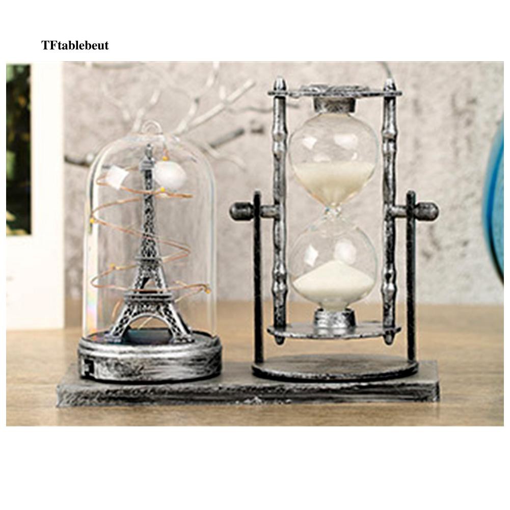2Pcs Vintage Hourglass LED Light Tower Desk Table Lamp Home Holiday Decor Gifts