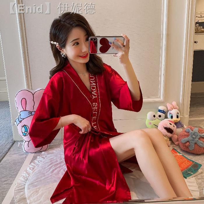 Đầm ngủ kimono ngắn tay vải lụa phối ren quyến rũ cho nữ | BigBuy360 - bigbuy360.vn