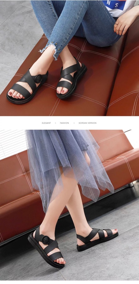 Giày Sandal Nữ Nhựa Dẻo Đi Mưa Quai Chéo Siêu Êm  - GL008