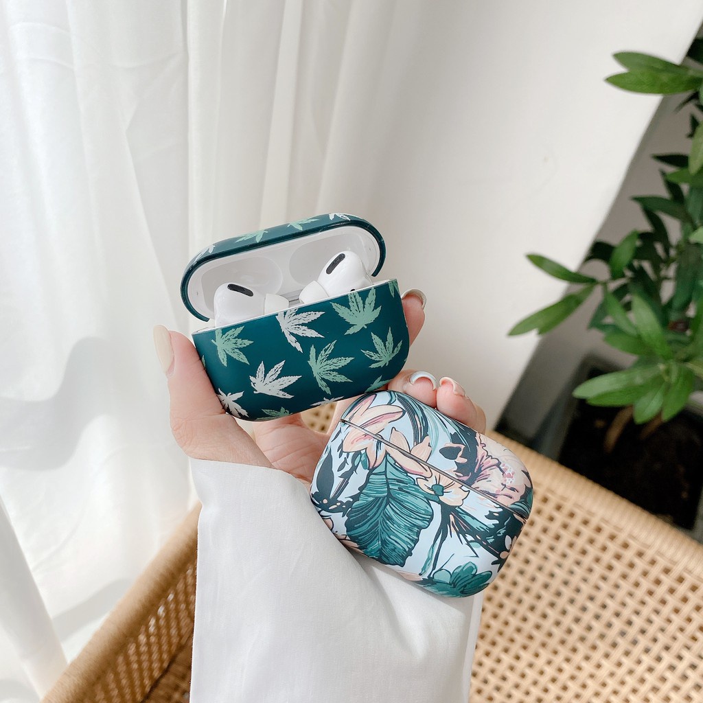 Vỏ bọc bảo vệ hộp sạc tai nghe không dây SPRISE họa tiết cây lá mùa hè đáng yêu thích hợp cho Airpods 1 2 3 Pro