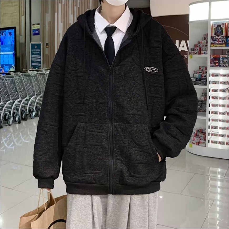 Áo Khoác dây kéo Có Nón Màu Trơn Phối Khóa Đơn Giản Tính Thời Trang áo khoác nam Phong Cách Hàn Quốc áo khoác hoodie Unisex