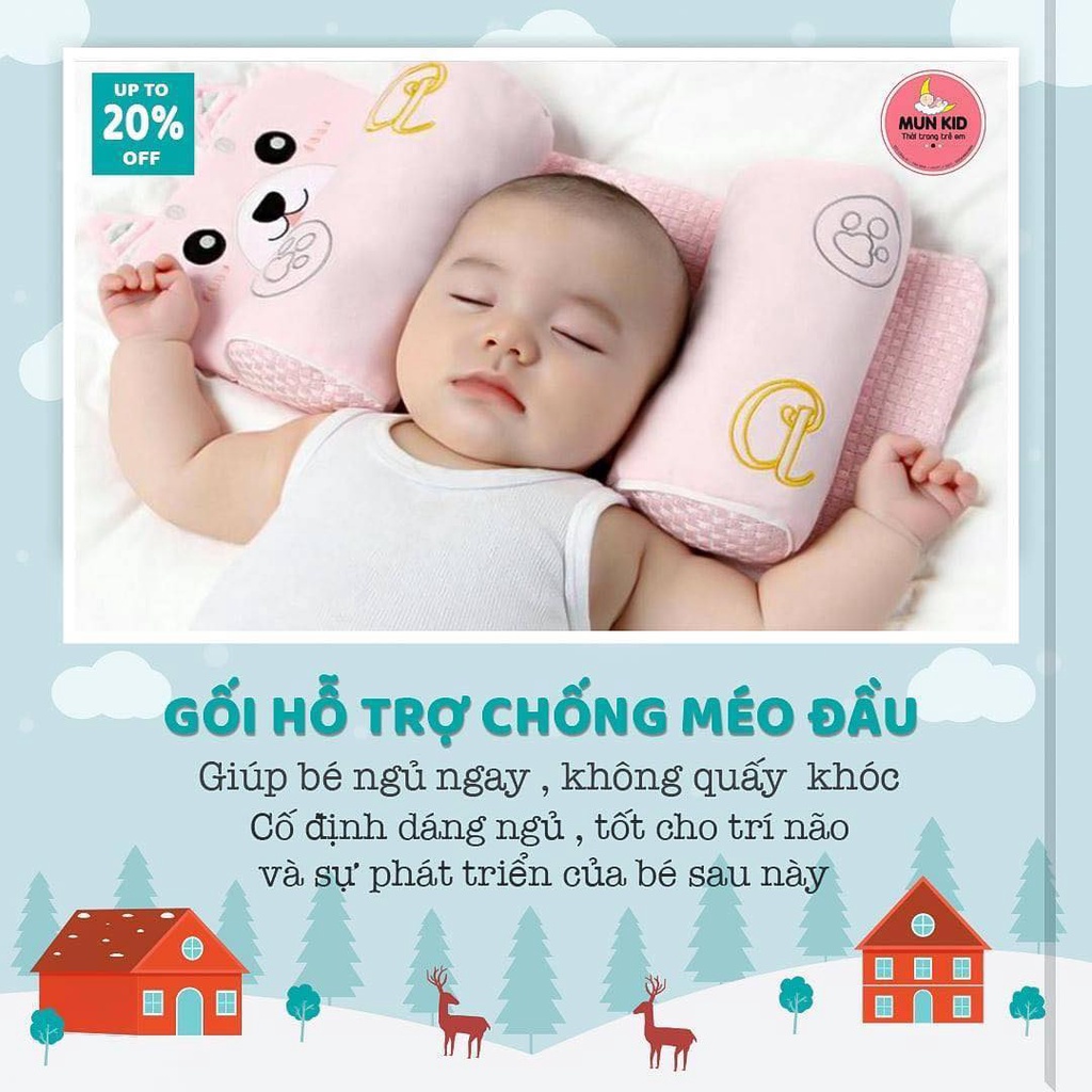 Gối Định Hình Đầu Thông Minh, Chống Méo Đầu - Bẹt Gáy Cho Bé