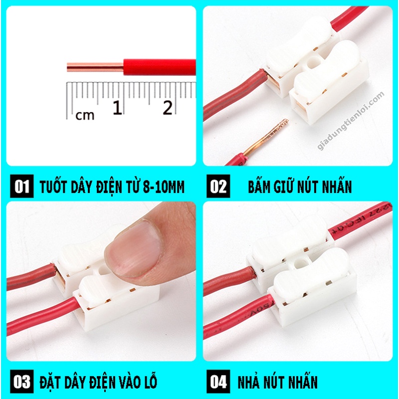 Đầu nối dây điện siêu nhanh KV774 250V - nối dây điện đèn led