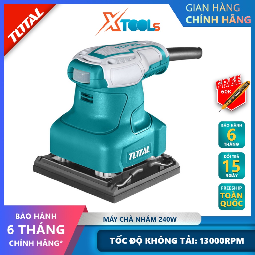 Máy chà nhám vuông TOTAL TF2231106 máy chà nhám 220V-240V/50-60Hz, Công suất 240W, 110mmx100mm, 13000rpm [XTOOLs]