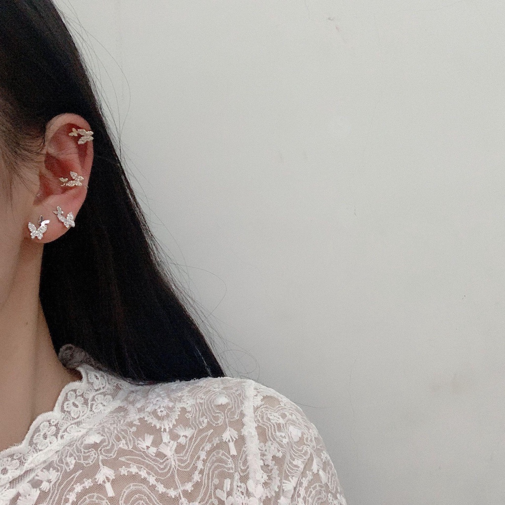 1 Khuyên Đeo Vành Tai Không Cần Xỏ Lỗ Họa Tiết Bướm