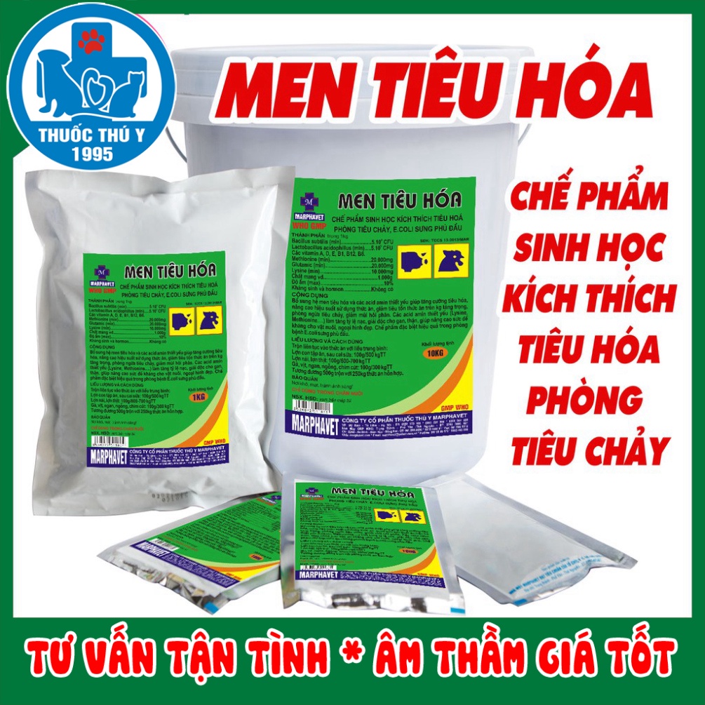 MEN TIÊU HÓA 1kg  Cung cấp các vi sinh vật hữu ích trong quá trình tiêu hóa thức ăn trên vật nuôi, gia súc, gia cầm