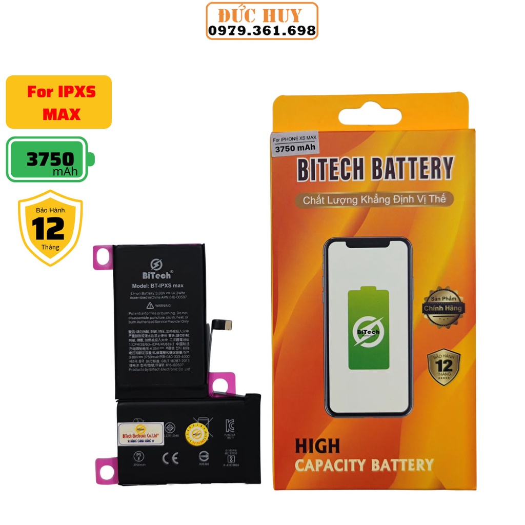 Pin IPXS MAX Dung Lượng Cao BiTech BT-XS MAX  - Tặng bộ vít mở + Seal dán pin