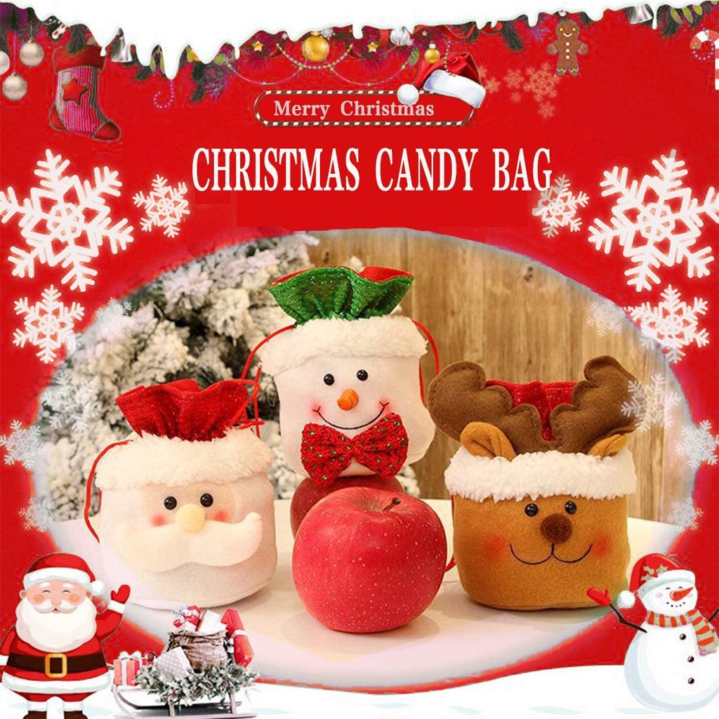 Túi Đựng Kẹo Giáng Sinh Hình Quả Táo / Người Tuyết / Ông Già Noel