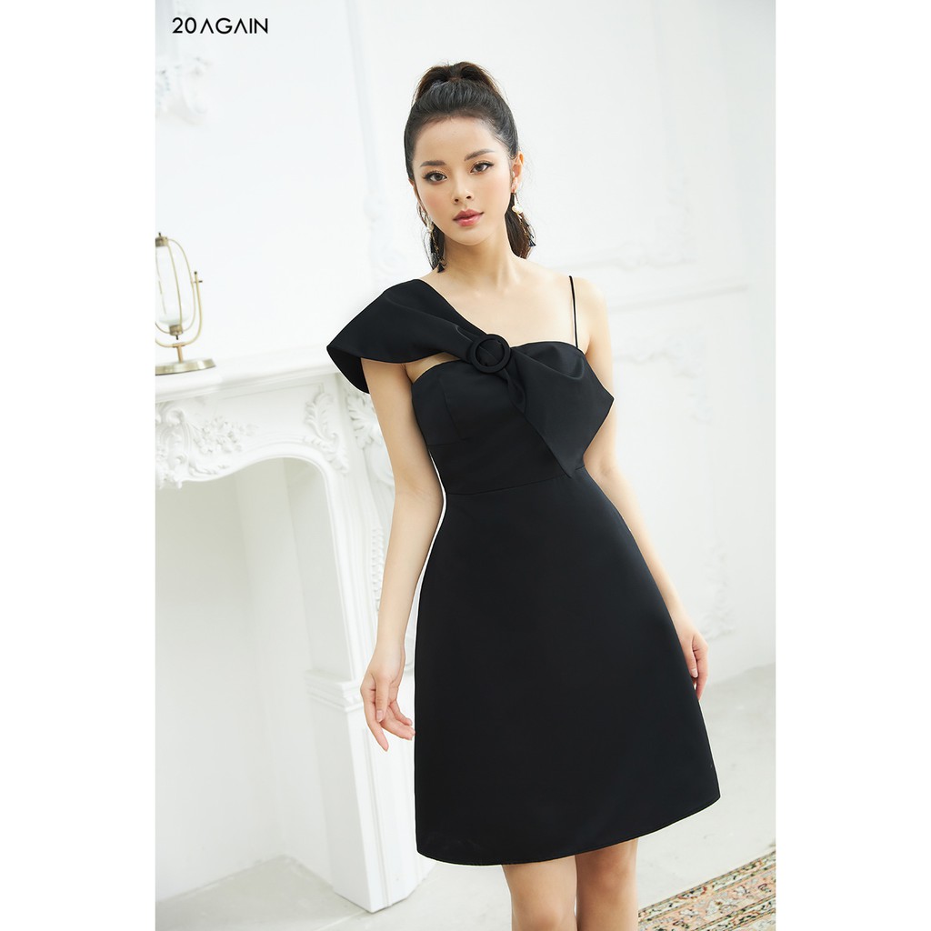 [Mã WABR0101 giảm 10% đơn 99K] Đầm xòe nữ 2 dây nơ ngực 20AGAIN váy xoè công sở DEA1157 | BigBuy360 - bigbuy360.vn
