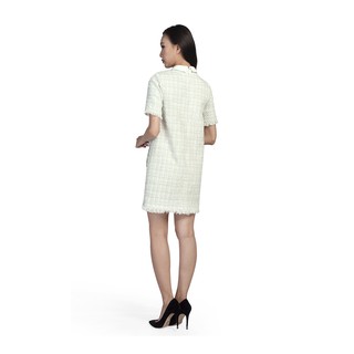 De Leah - Đầm Suông Tweed Pha Cổ