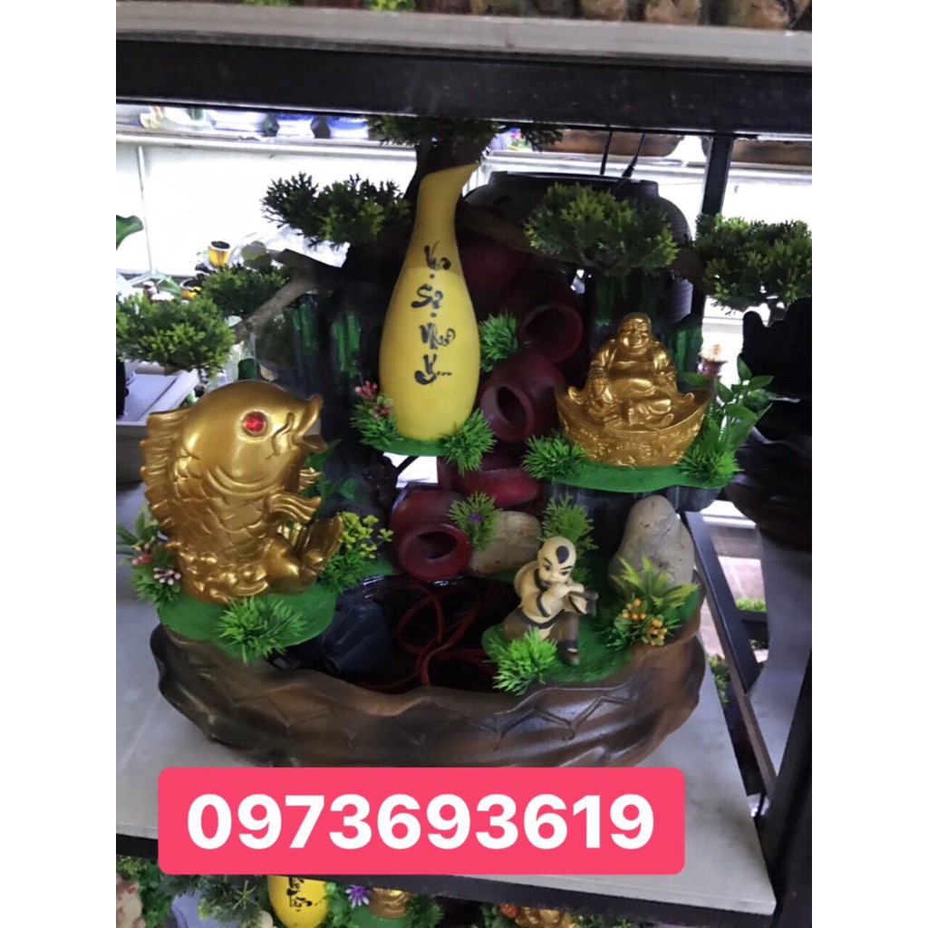 Thác nước phong thủy chậu gốm sứ Bát Tràng