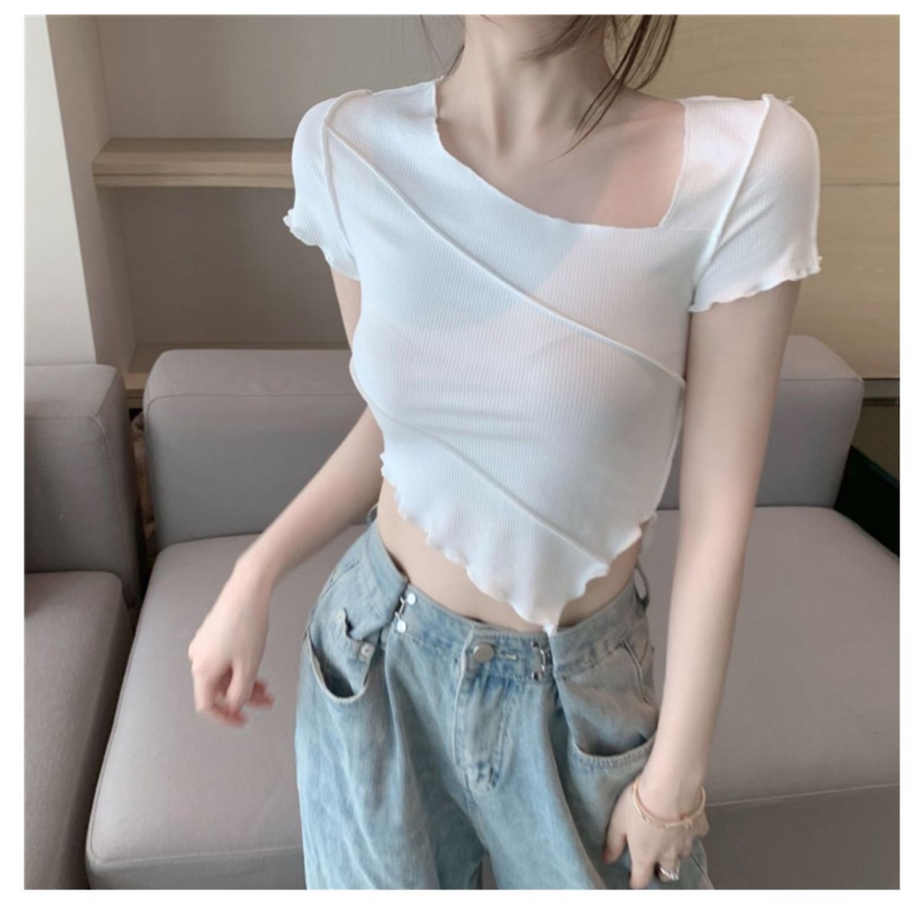 Áo Croptop Cổ Tròn Thời Trang Mùa Hè Dành Cho Nữ