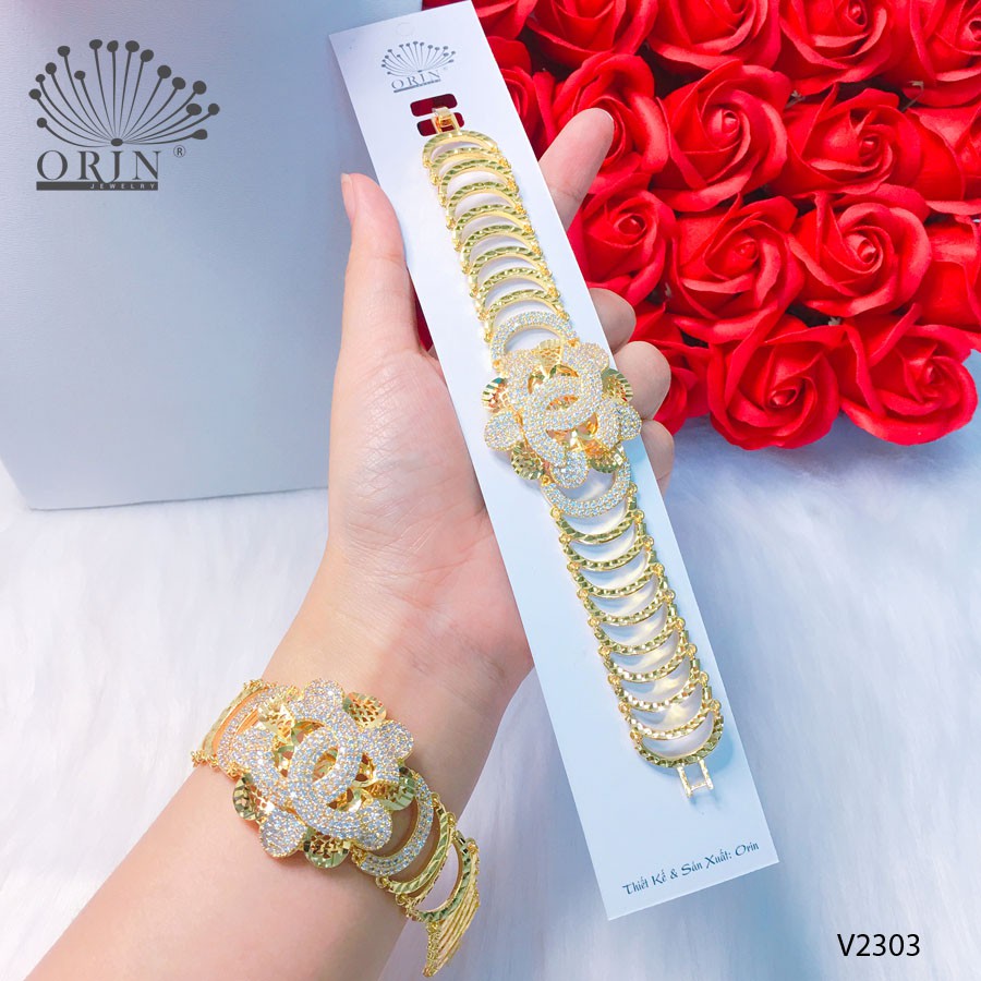 Vòng tay nữ, lắc tay nữ chữ x hoa đính đá thiết kế cao cấp Orin V2303