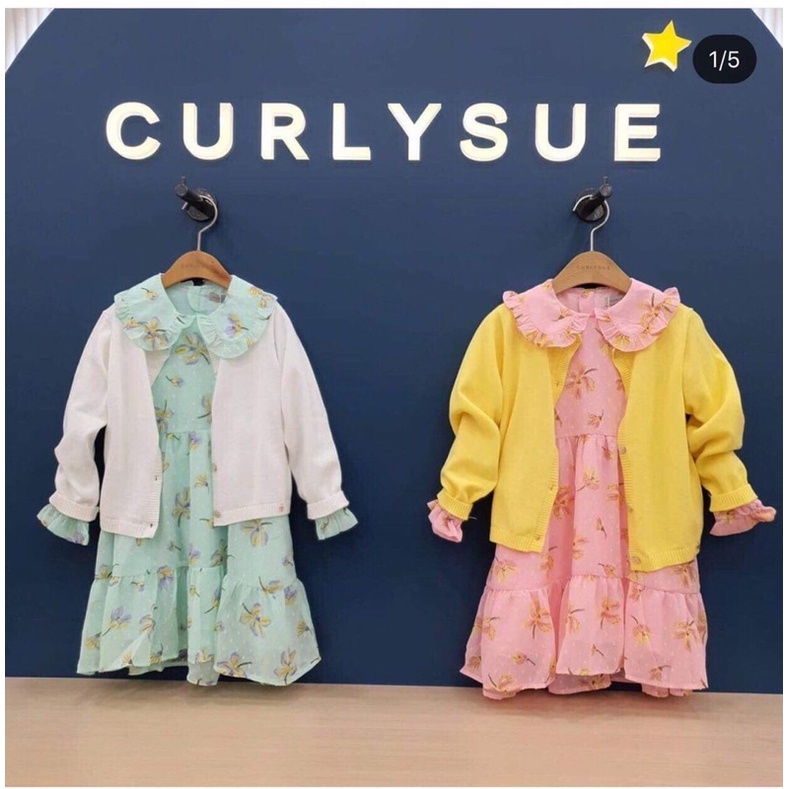Váy đầm bé gái Curlyue xuất Hàn 2 lớp chất voan tơ