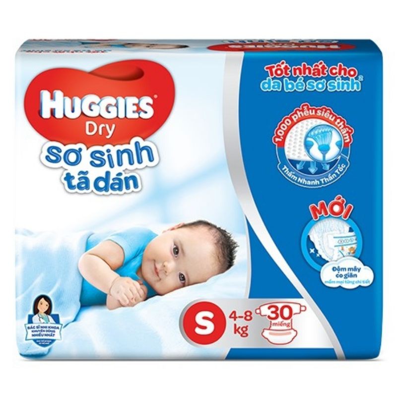 Miếng lót/Tã dán sơ sinh  Huggies NB 74 miếng ,NB1 56 miếng,NB 100 miếng,NB2 40 miếng