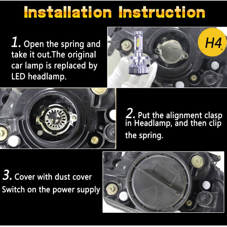 Set 2 bóng đèn LED sương mù Kevanly H4 50W 4800LM H1 H11H3 9005 9006 9012 6000K dành cho xe hơi