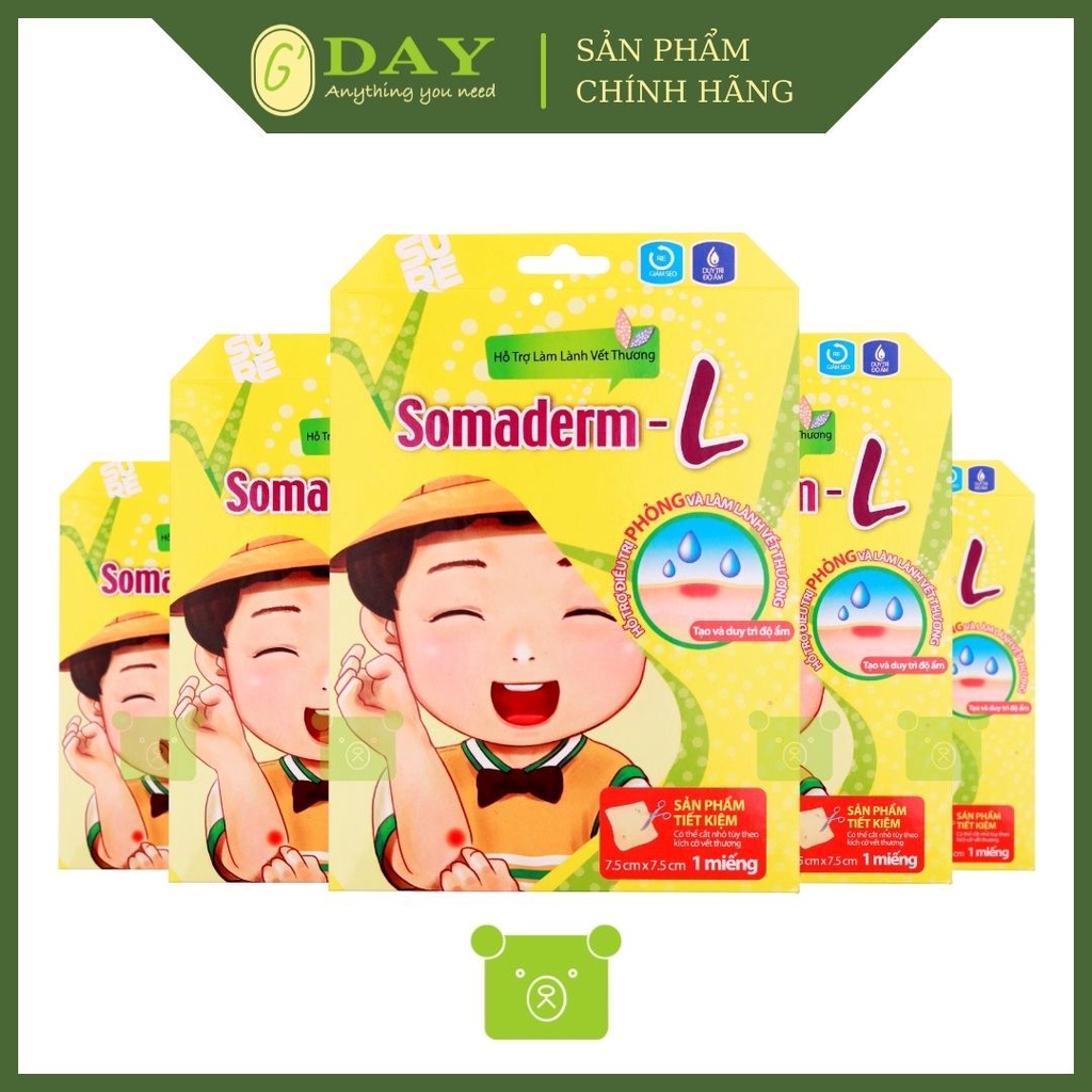 [CHÍNH HÃNG] Combo 5 Miếng Dán Mụn - Vết Thương Somaderm-L (7.5cm x 7.5cm)