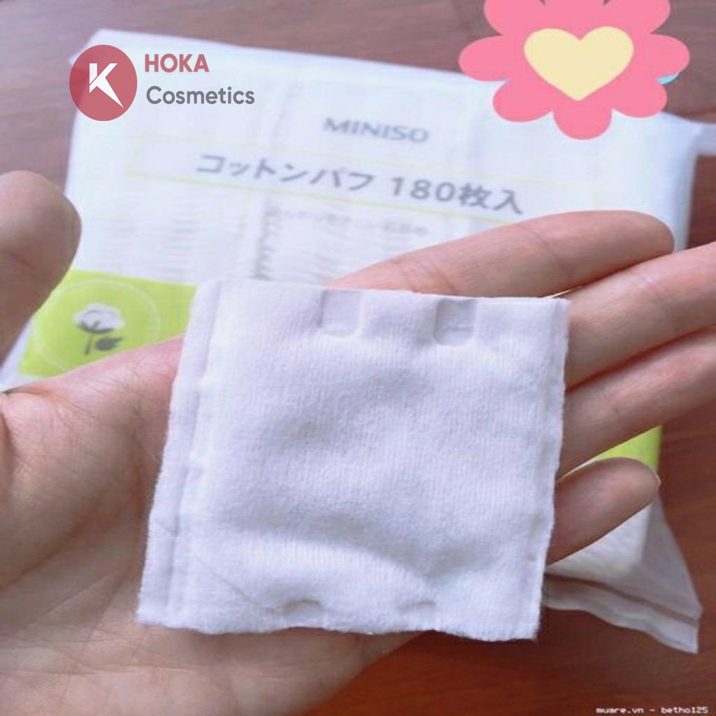 Bông Tẩy Trang Miniso Nhật Bản 180 Miếng Cotton Mềm Mịn Làm Sạch Dễ Dàng Túi Zip