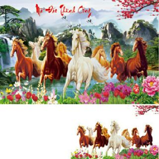 Tranh đính đá MÃ ĐÁO THÀNH CÔNG LV172 kích thích :106×55cm