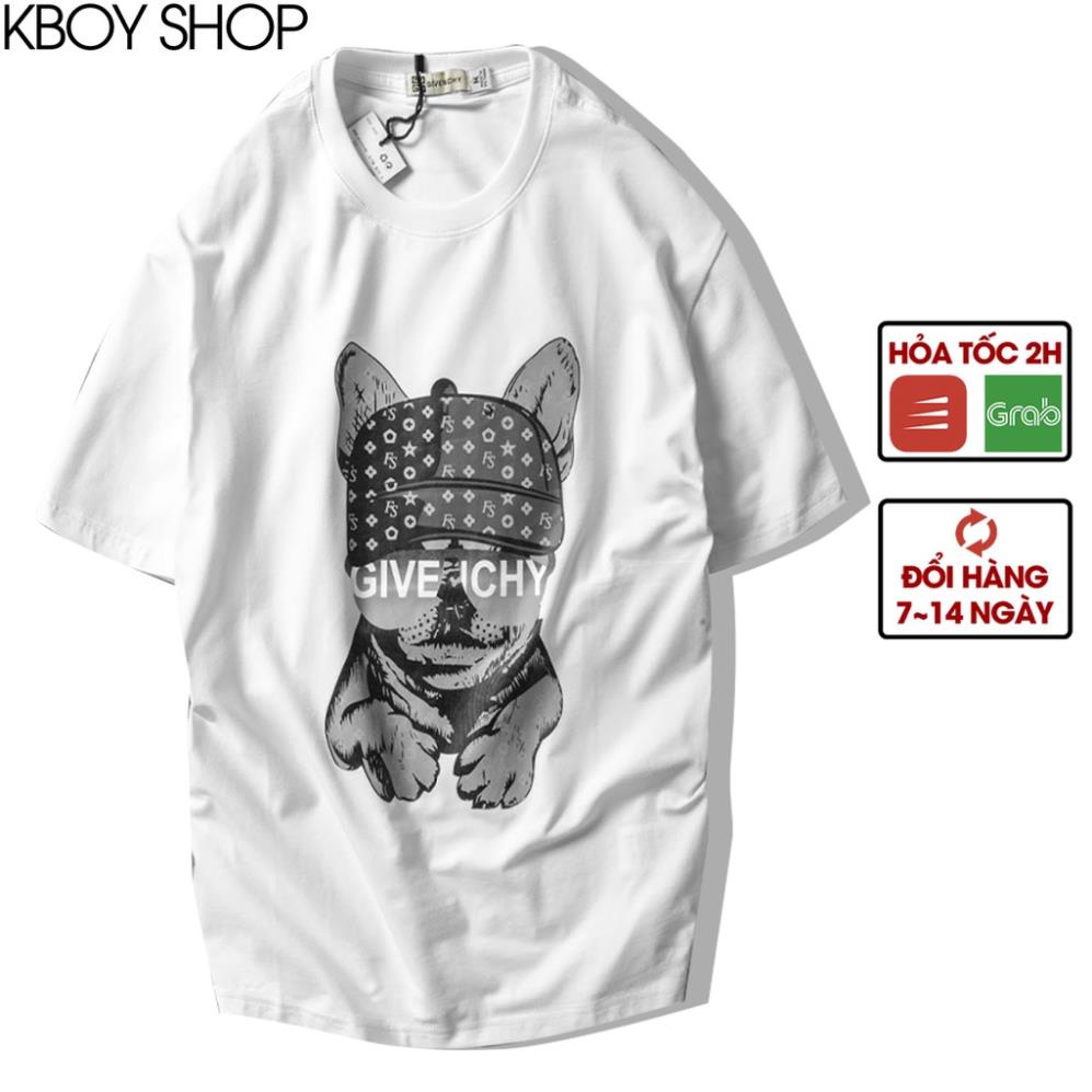 Áo Thun Nam Tay Ngắn Kboy Shop Áo Phông Dáng Suông Cổ Tròn Đẹp Trắng Đen Cotton Mềm In Hình, Co Giãn - V224 Xịn