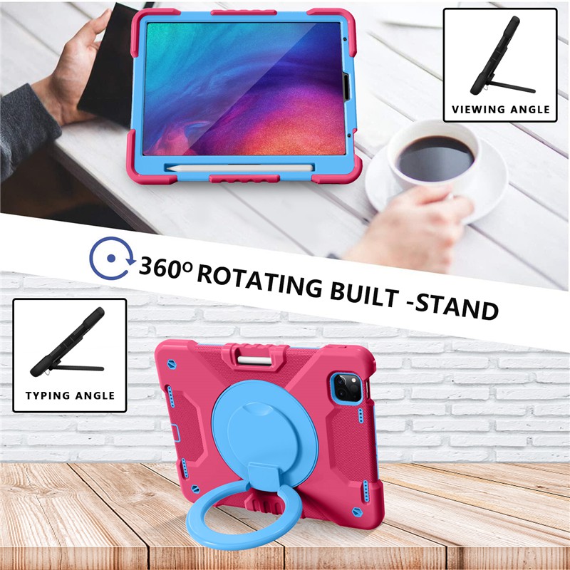 Apple iPad Pro 11 2020 Air4 10.9 2020 with shoulder strap silicone + PC safe anti-fall rotating tablet protective case