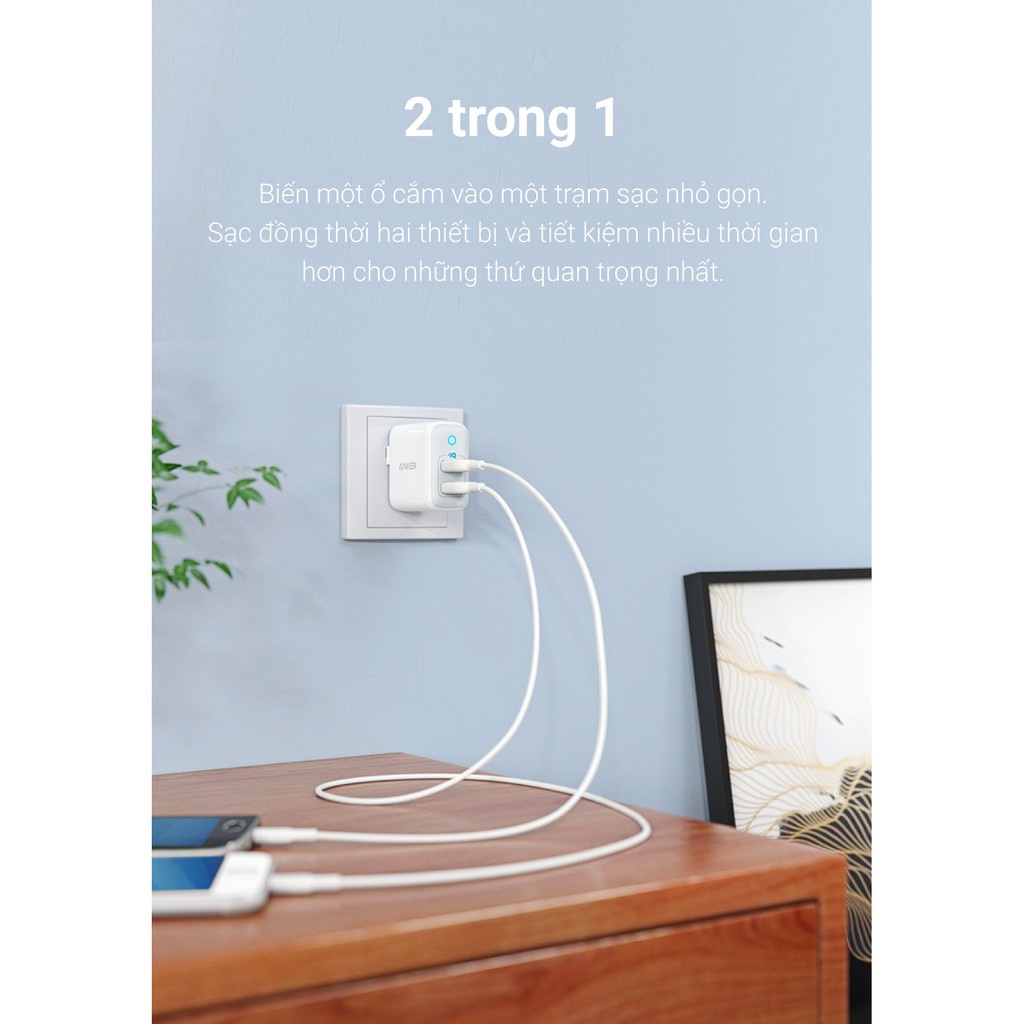 Sạc ANKER PowerPort II 2 cổng IQ 24w A2027 bảo hành 12 tháng - Phụ kiện công nghệ 88