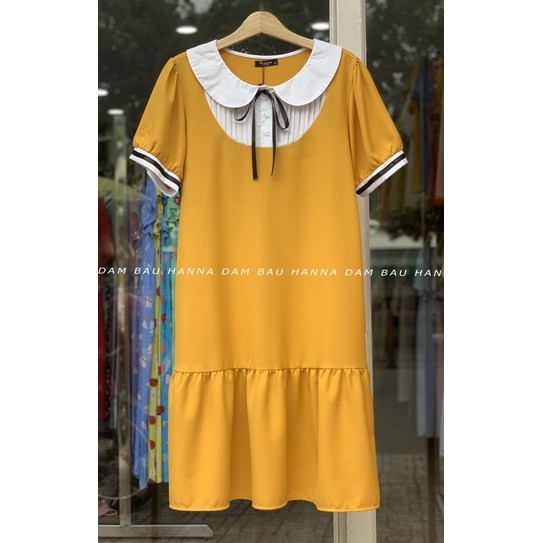 [HANNA]Đầm bầu công sở cao cấp dễ thương cho mẹ trẻ CÓ 3 SIZE TỪ 40-80kg vải 1 lớp cao cấp mềm mát không xù có túi