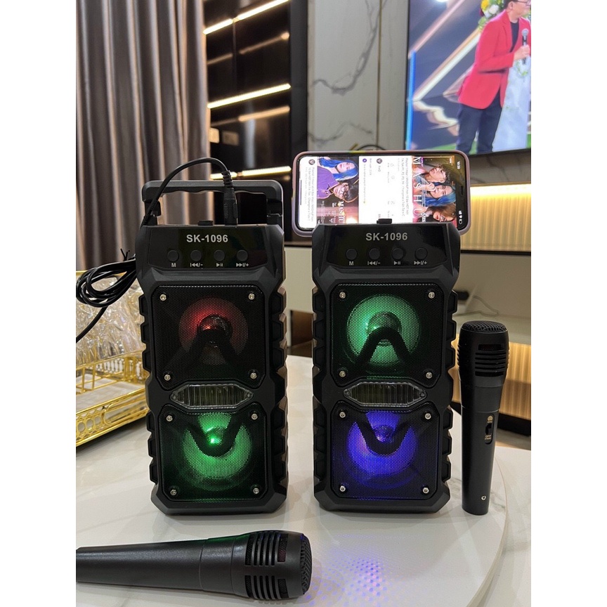 Loa bluetooth karaoke mini có mic hát dây dài 3m giá rẻ âm thanh siêu hay bass mạnh Bảo hành 1 đổi 1