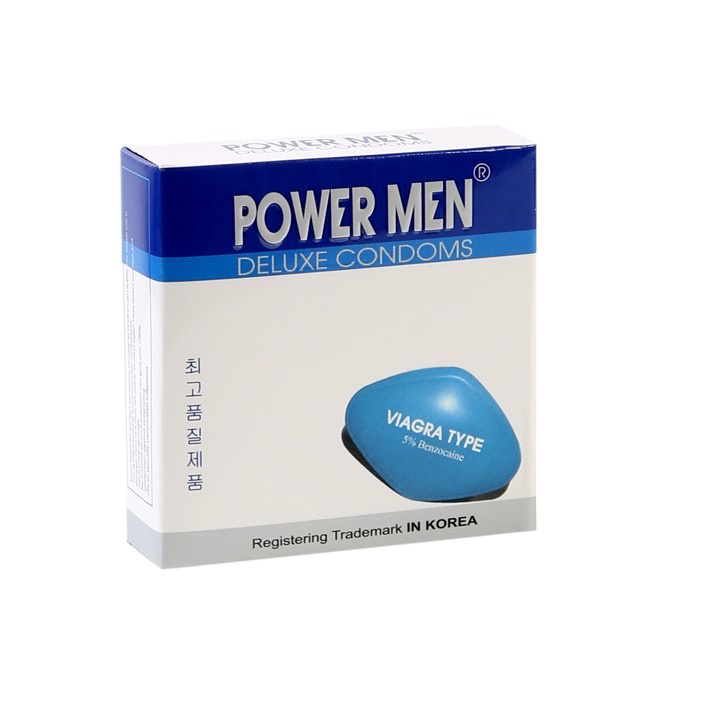 [Chính hãng] Bao cao su POWER MEN VIAGRA TYPE siêu mỏng trơn nhiều gel bôi trơn siêu kéo dài (Hộp 12c, 3c)