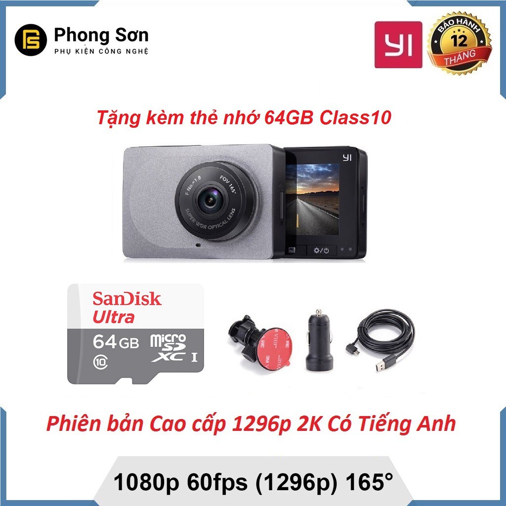 Camera hành trình Ô tô 1296P Xiaomi (xám)+Kèm thẻ Micro 64GB | BigBuy360 - bigbuy360.vn